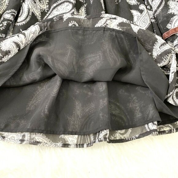 LOFT Women's Small Off Shoulder Cropped Hippie Boho Ruffled Blouse Paisley Black - Picture 6 of 10